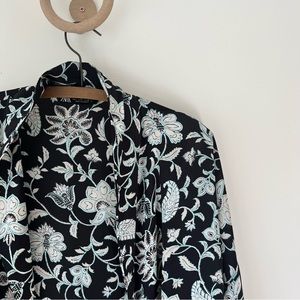 Zara Floral Wrap Cropped Blouse with Kimono Sleeve